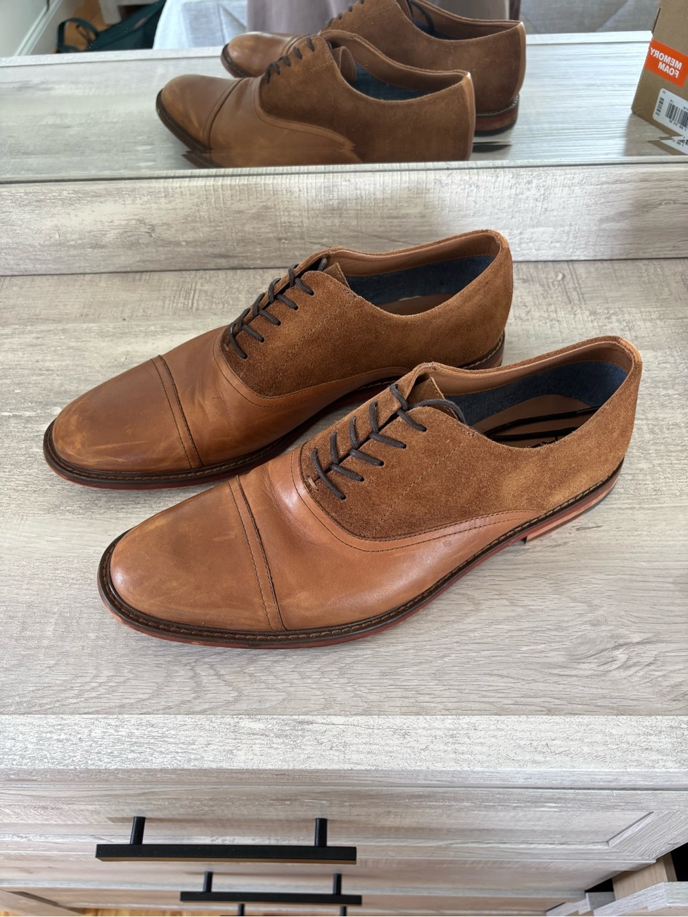 Aldo Two-Tone Brown Leather and Suede Derby Shoes